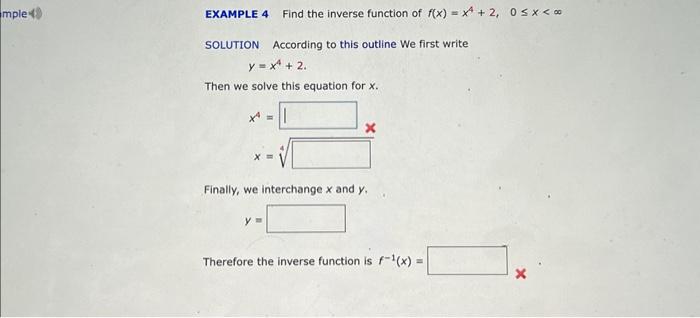 Solved EXAMPLE 4 Find the inverse function of | Chegg.com