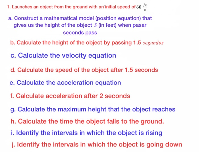 Solved 1. Launches an object from the ground with an initial | Chegg.com