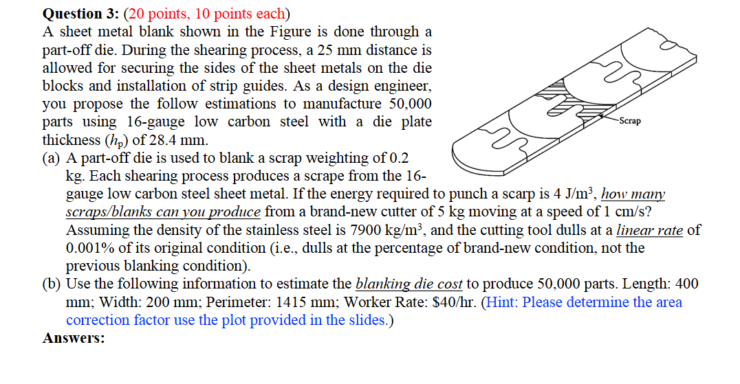 Sheet Metal Math Test Question 3: ( 20 points, 10 points each)A sheet | Chegg.com