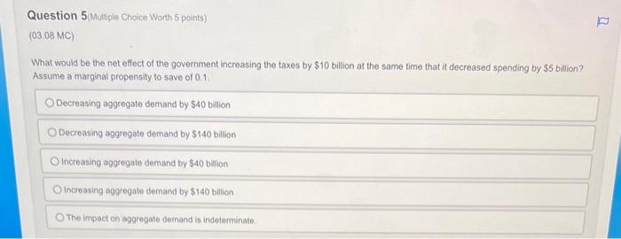 Solved Question 5 (Multiple Choice Worth 5 points) (03.08MC) | Chegg.com