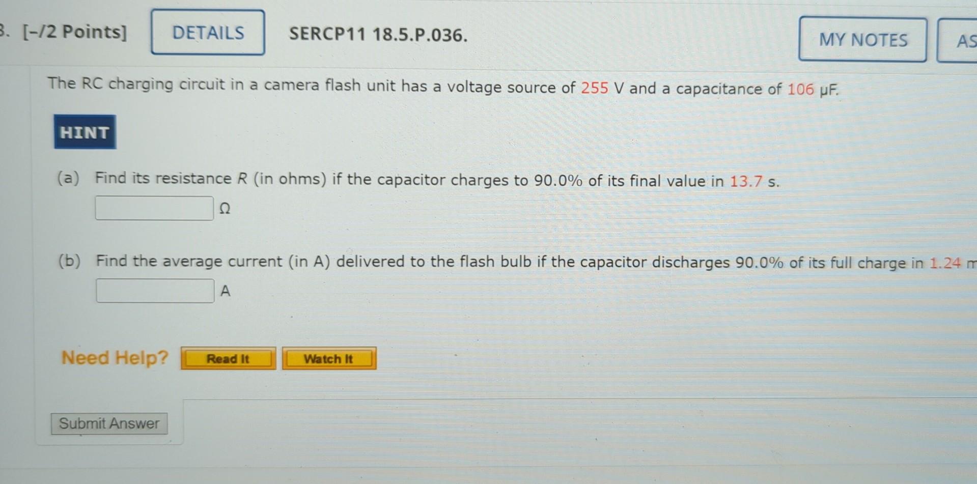 Solved The RC charging circuit in a camera flash unit has a