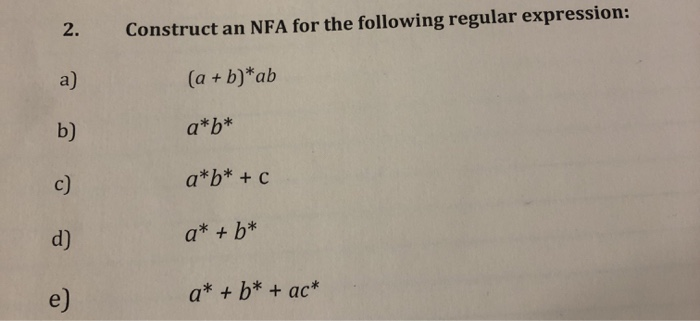 Solved Construct An NFA For The Following Regular | Chegg.com