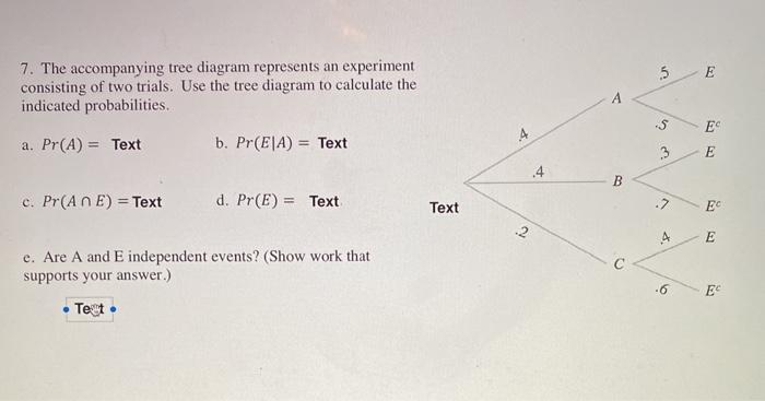 Solved 5 E 7. The accompanying tree diagram represents an | Chegg.com