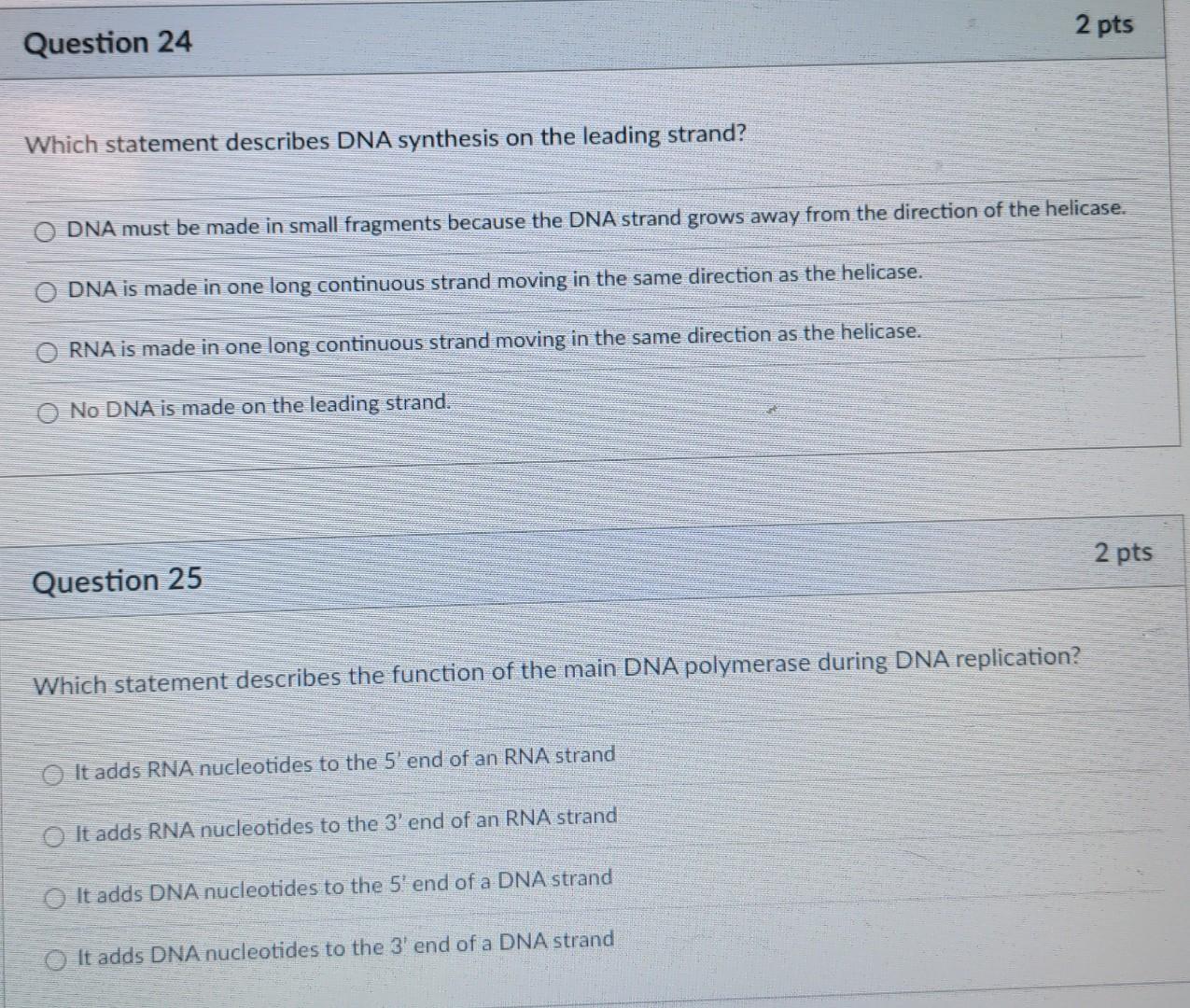 Solved 2 pts Question 24 Which statement describes DNA | Chegg.com