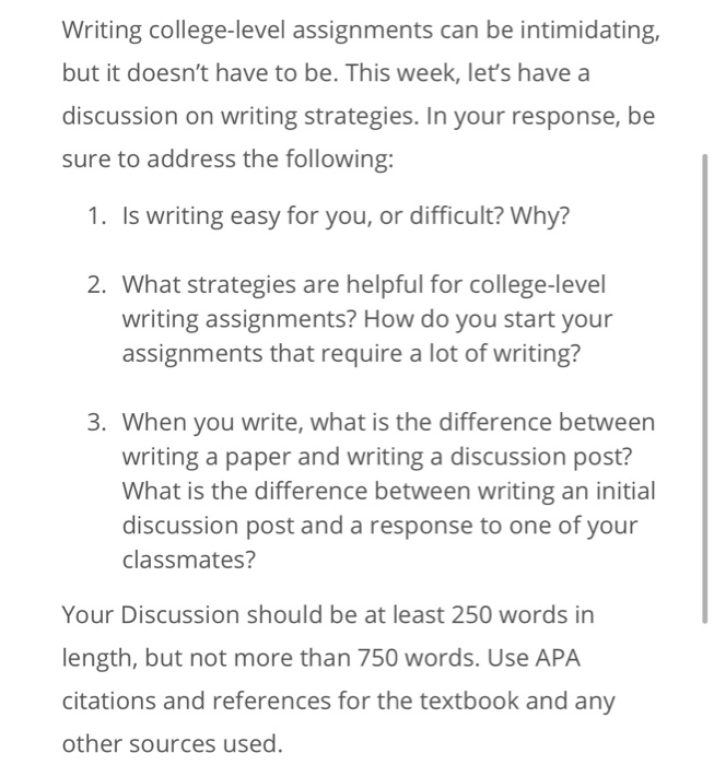 Solved Writing college-level assignments can be | Chegg.com