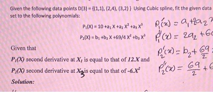Solved Given the following data points D(3) = {(1,1), (2,4), | Chegg.com