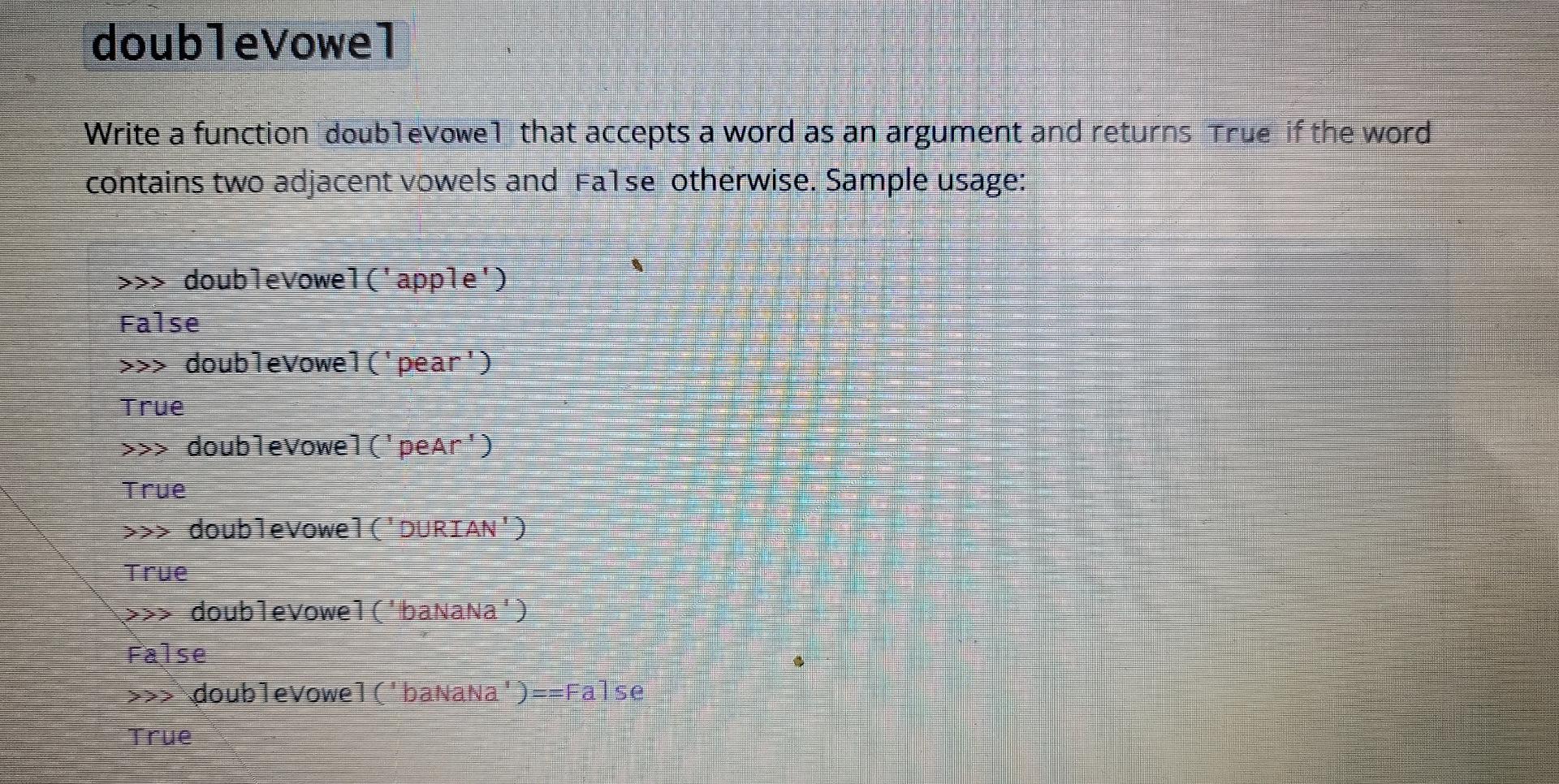 Solved doubleVowel Write a function doublevowel that accepts | Chegg.com
