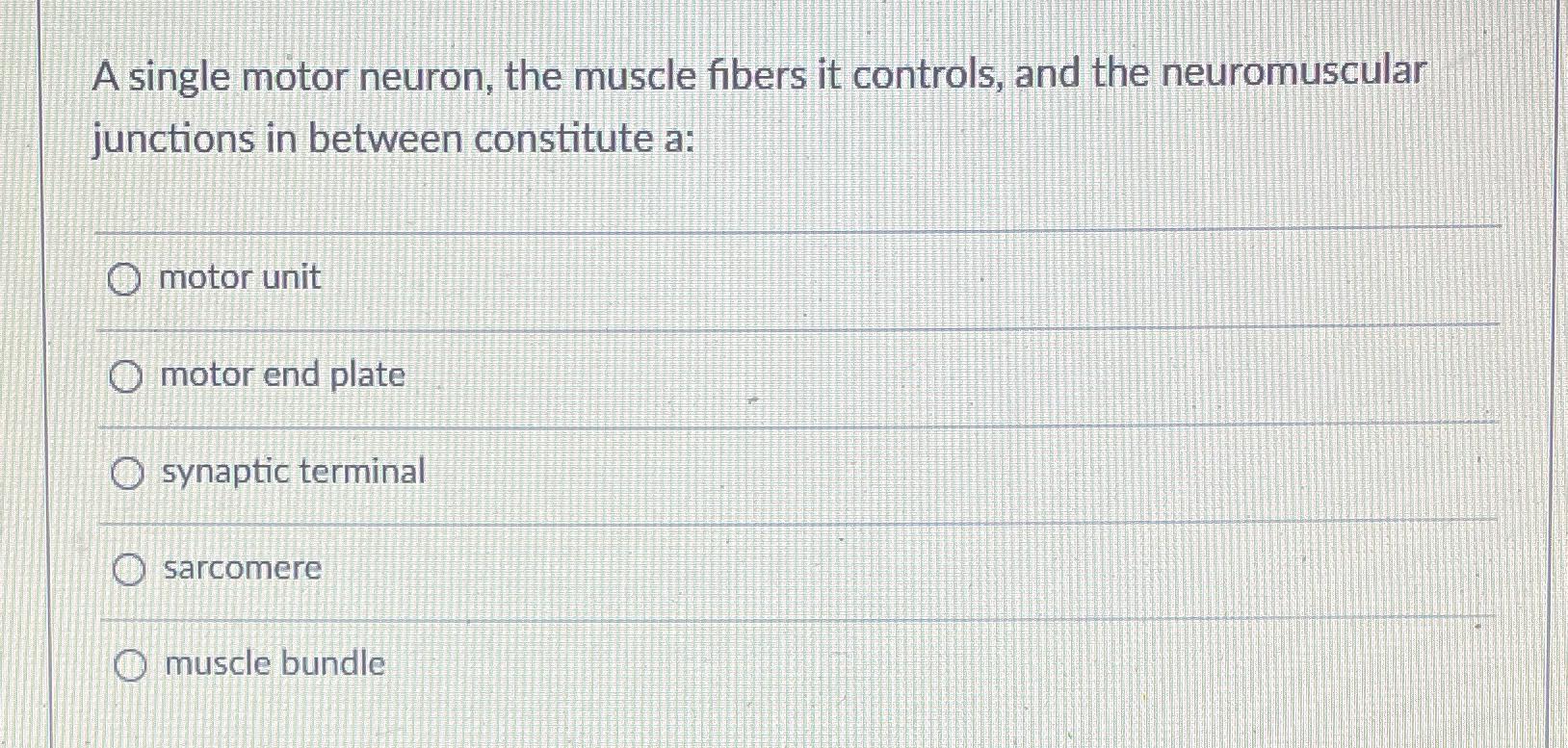 Solved A single motor neuron, the muscle fibers it controls, | Chegg.com