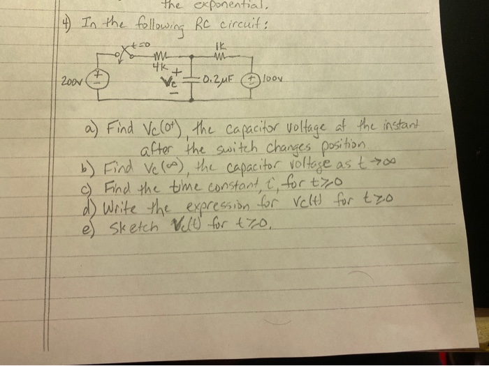 Solved the 14 In the following RC exponential, RC circuit;