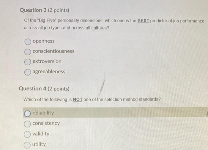 Solved Of The "Big Five" Personality Dimensions, Which One | Chegg.com