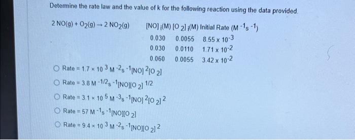 Solved Determine the rate law and the value of k for the | Chegg.com