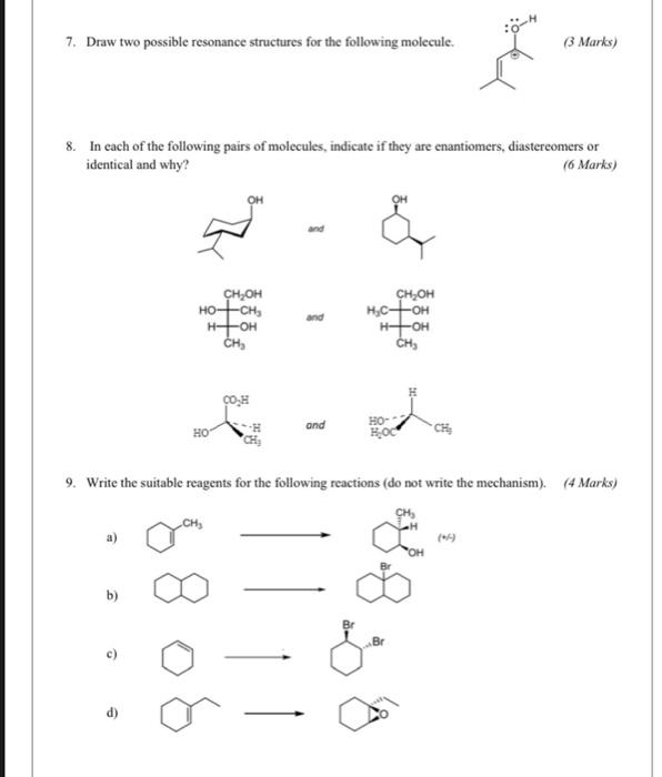 Solved 7. Draw two possible resonance structures for the | Chegg.com