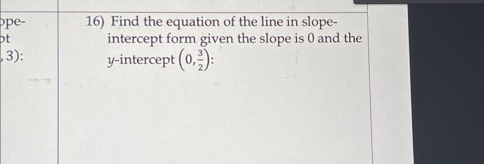 Solved Find the equation of the line in slope- intercept | Chegg.com