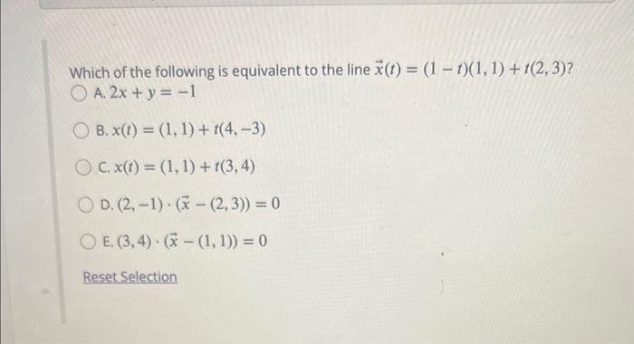 Solved Which of the following is equivalent to the line | Chegg.com