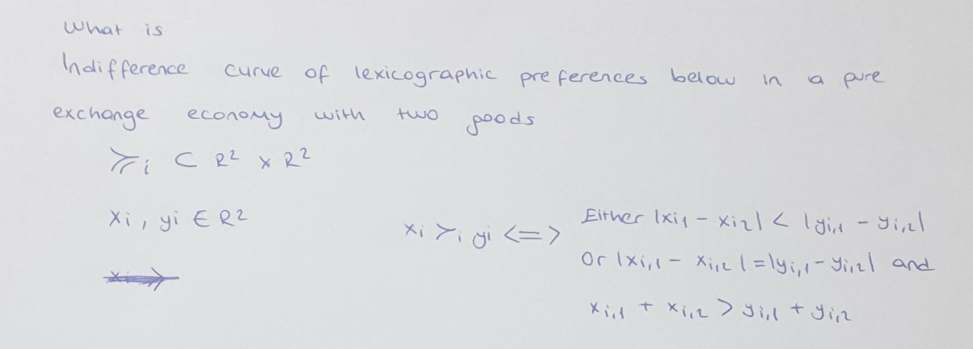 Solved What is Indifference Curve of lexicographic | Chegg.com