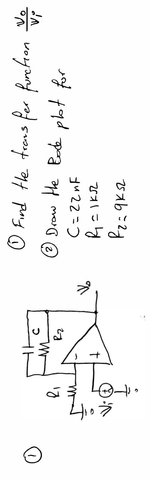 Solved (1) (1) Find the trans fer function viv0 (2) Drow the | Chegg.com