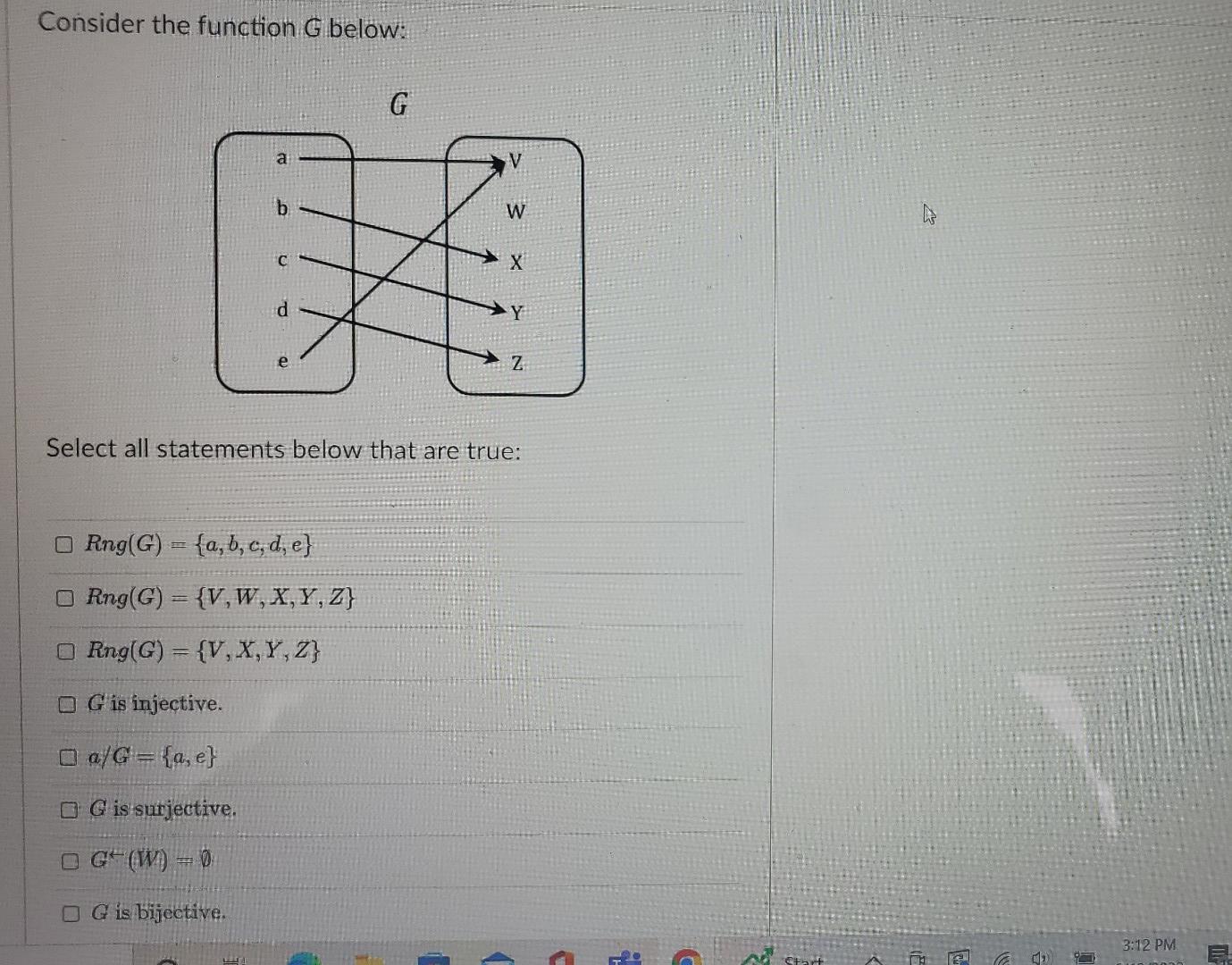Solved Consider the function G below: G a V b W A X d Y Z | Chegg.com