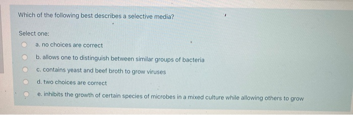 Solved Which Of The Following Best Describes A Selective | Chegg.com