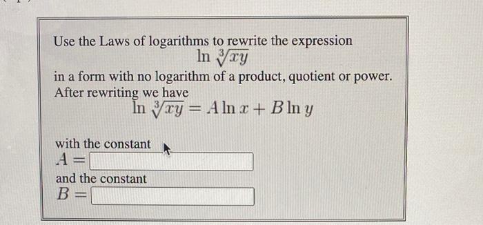 Solved Use the Laws of logarithms to rewrite the expression | Chegg.com
