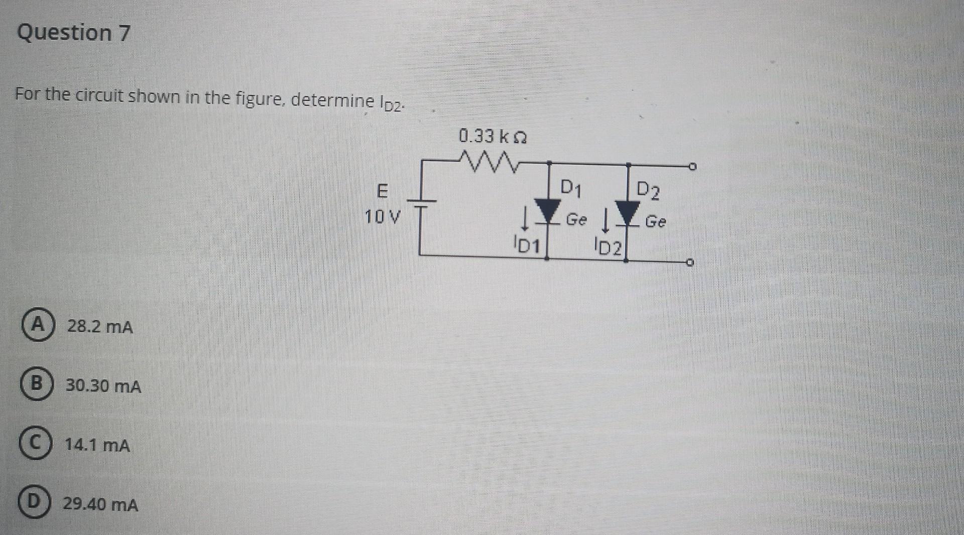Solved For the circuit shown in the figure, determine ID2. | Chegg.com