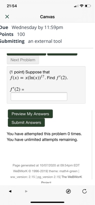 Solved 21:54 Х Canvas Due Wednesday by 11:59pm Points 100 | Chegg.com