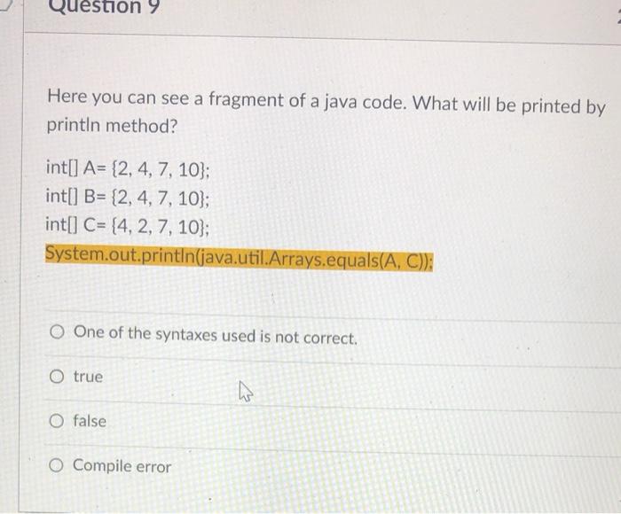 Solved Question Here you can see a fragment of a java code. | Chegg.com