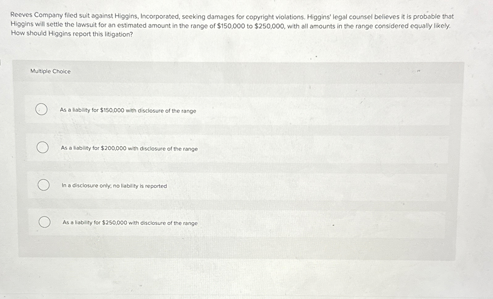 Solved Reeves Company filed suit against Higgins, | Chegg.com