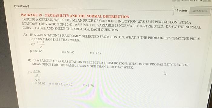 Solved Question 8 10 points Save Answer PACKAGE #9 - | Chegg.com