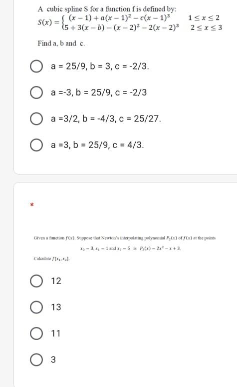 Solved 3 A natural cubic spline S for a function fis defined | Chegg.com