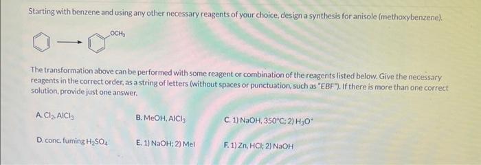 Solved Starting With Benzene And Using Any Other Necessary | Chegg.com