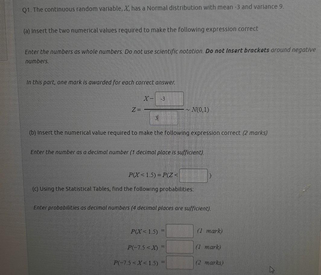 Solved 01 The Continuous Random Variable X Has A Normal Chegg