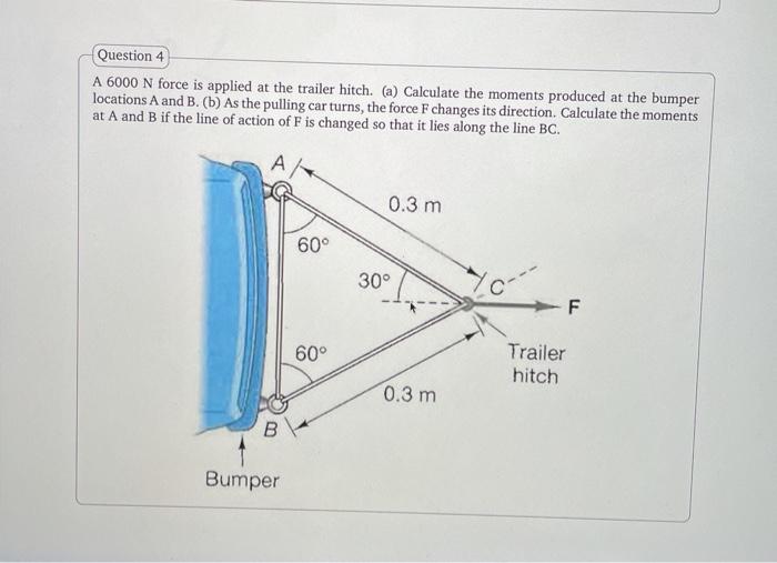 Question 4 A 6000 N Force Is Applied At The Trailer Chegg Com