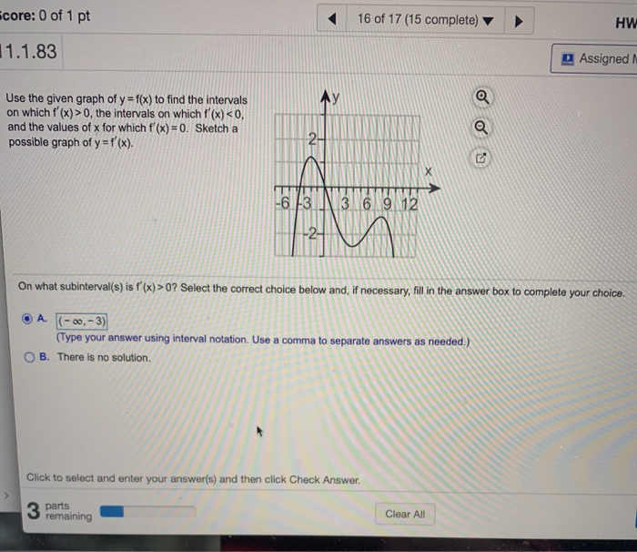 Solved use the given graph of y=f(x) to find the intervals | Chegg.com