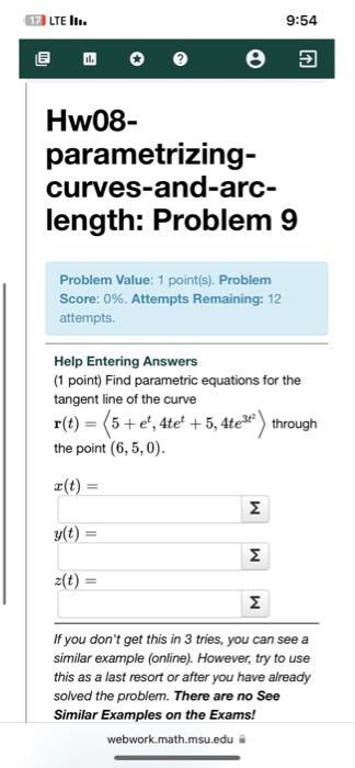 Solved Hw08- Parametrizing- Curves-and-arc- Length: Problem | Chegg.com