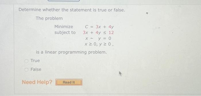 Solved Determine whether the statement is true or false. The | Chegg.com