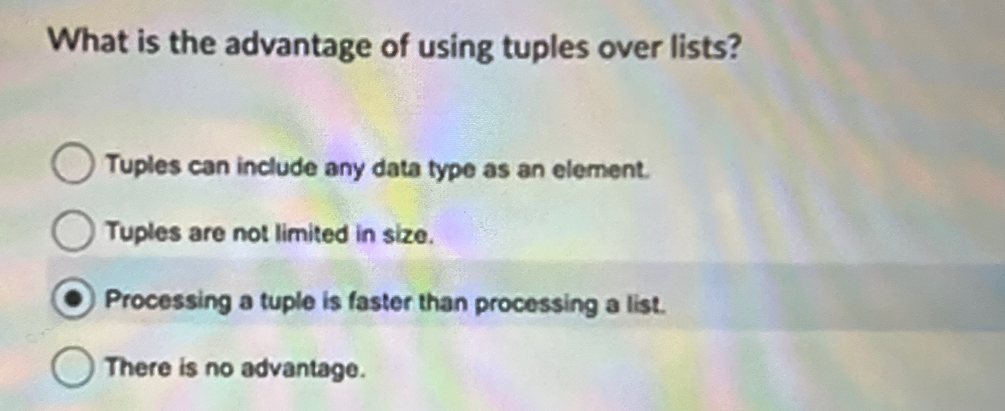 Solved What is the advantage of using tuples over | Chegg.com