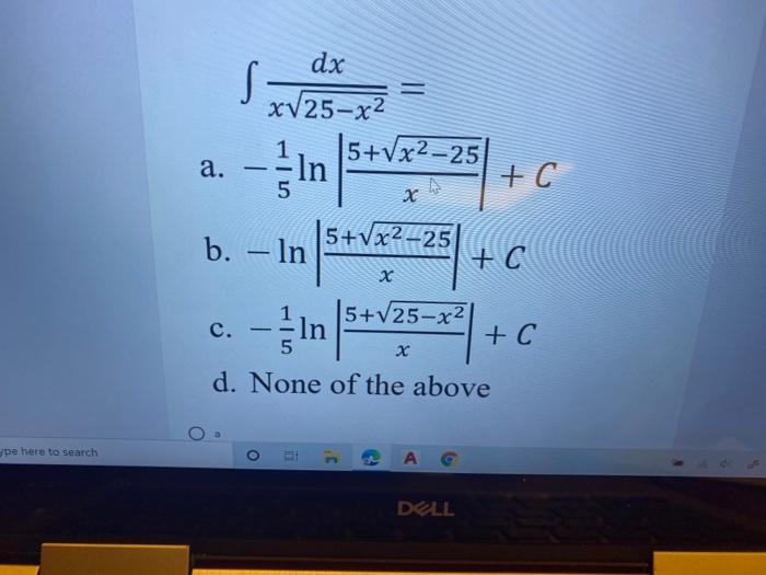 Solved S Dx X2 1 3 3 A In X Vx2 1 C B In X X Chegg Com