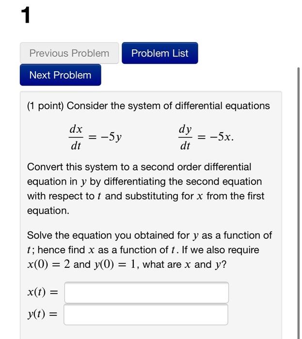 Solved 1 Previous Problem Problem List Next Problem (1 | Chegg.com