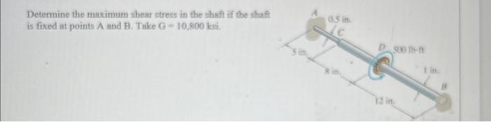 Solved Determine the maximum shear stress in the shaft if | Chegg.com