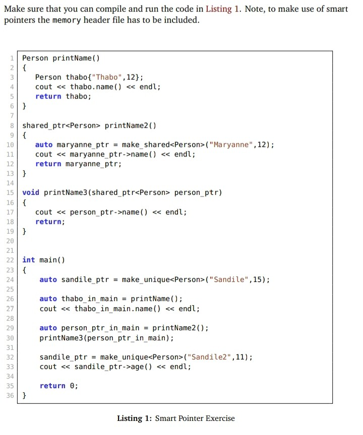 Exercise 3.1 Examine the code of person-main.cpp, | Chegg.com