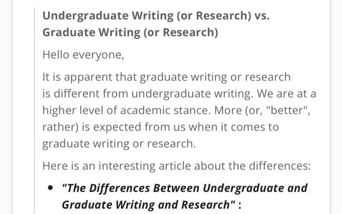 graduate level research vs undergraduate level research