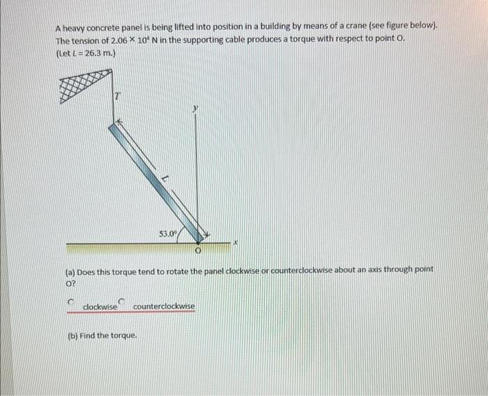 Solved A heavy concrete panel is being lifted into position | Chegg.com