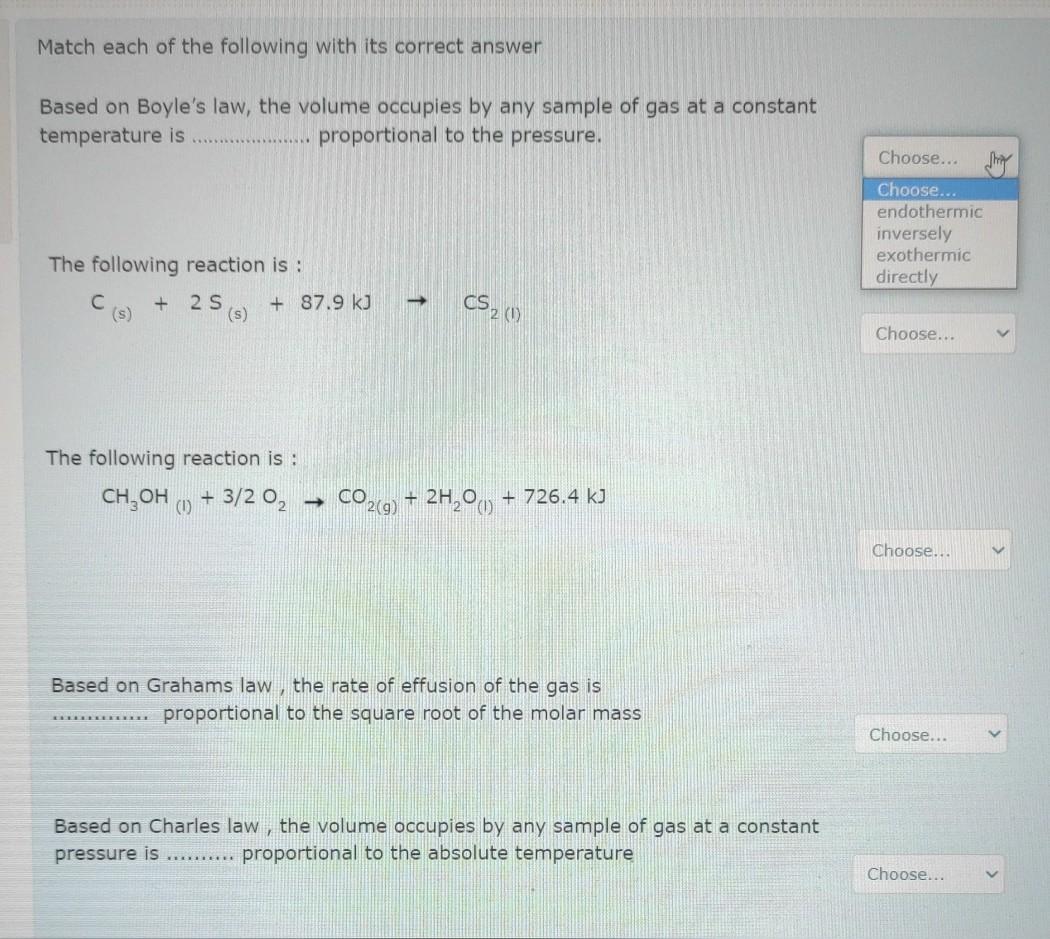 Solved Match each of the following with its correct answer | Chegg.com