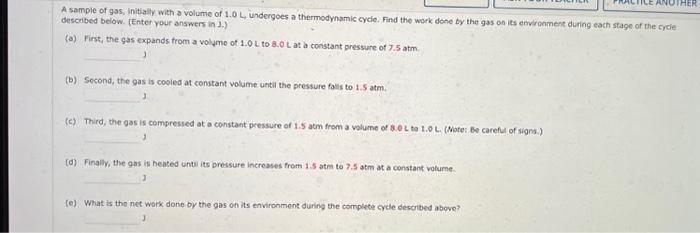 Solved A sample of gas, initially with a volume of 1.0 L, | Chegg.com