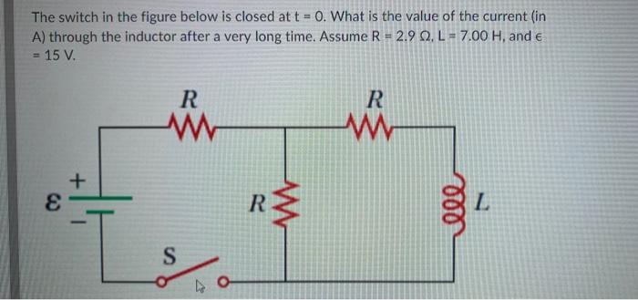 Solved The switch in the figure below is closed at t = 0. | Chegg.com
