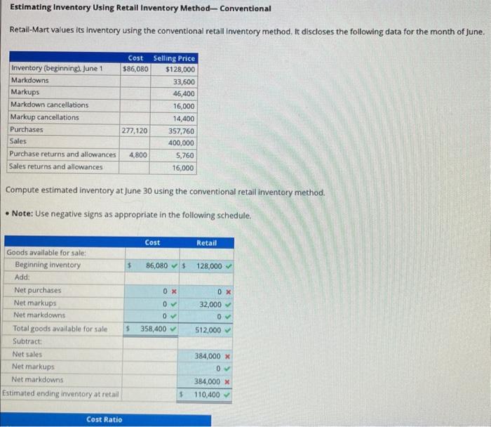 Solved Estimating Inventory Using Retail Inventory | Chegg.com