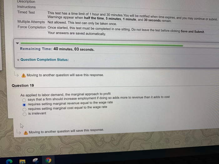 Solved Description Instructions Timed Test This test has a | Chegg.com