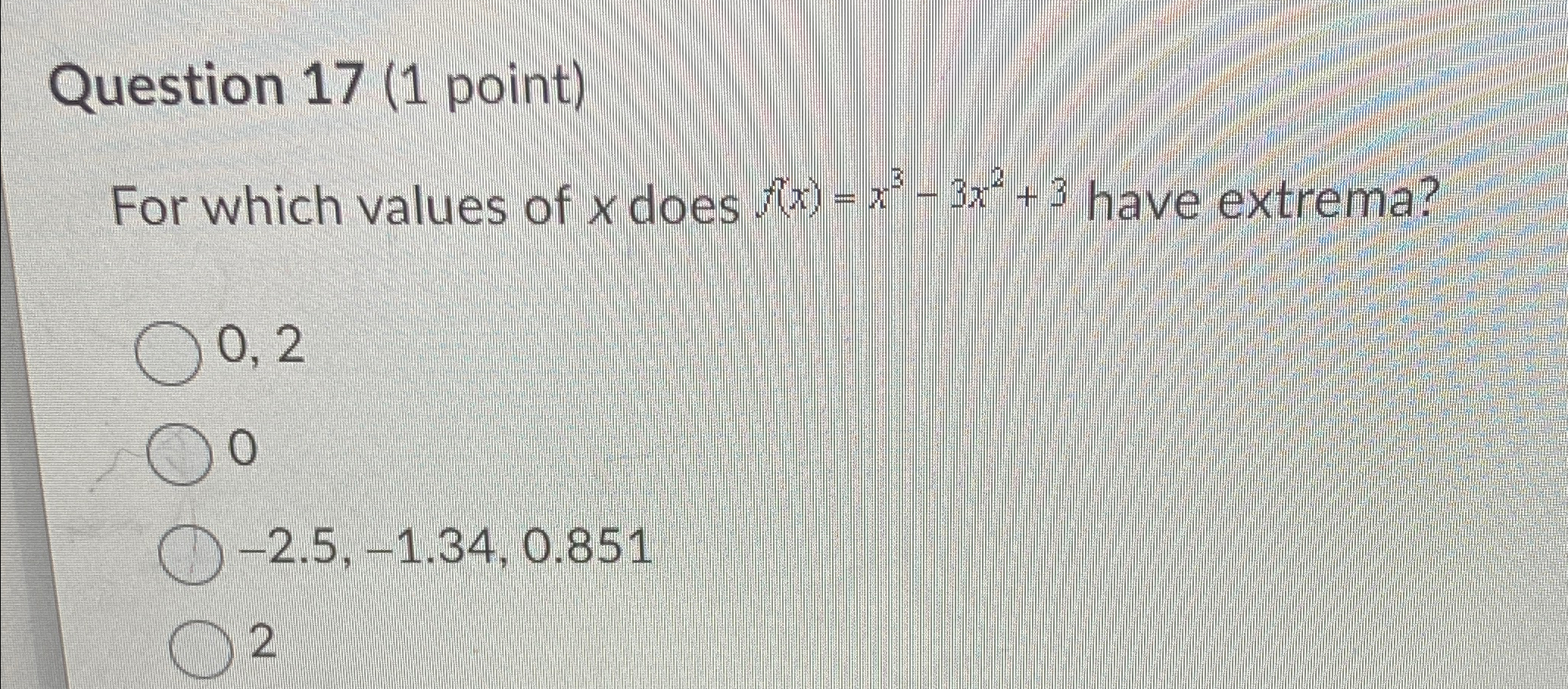 Solved Question 17 (1 ﻿point)For which values of x ﻿does | Chegg.com