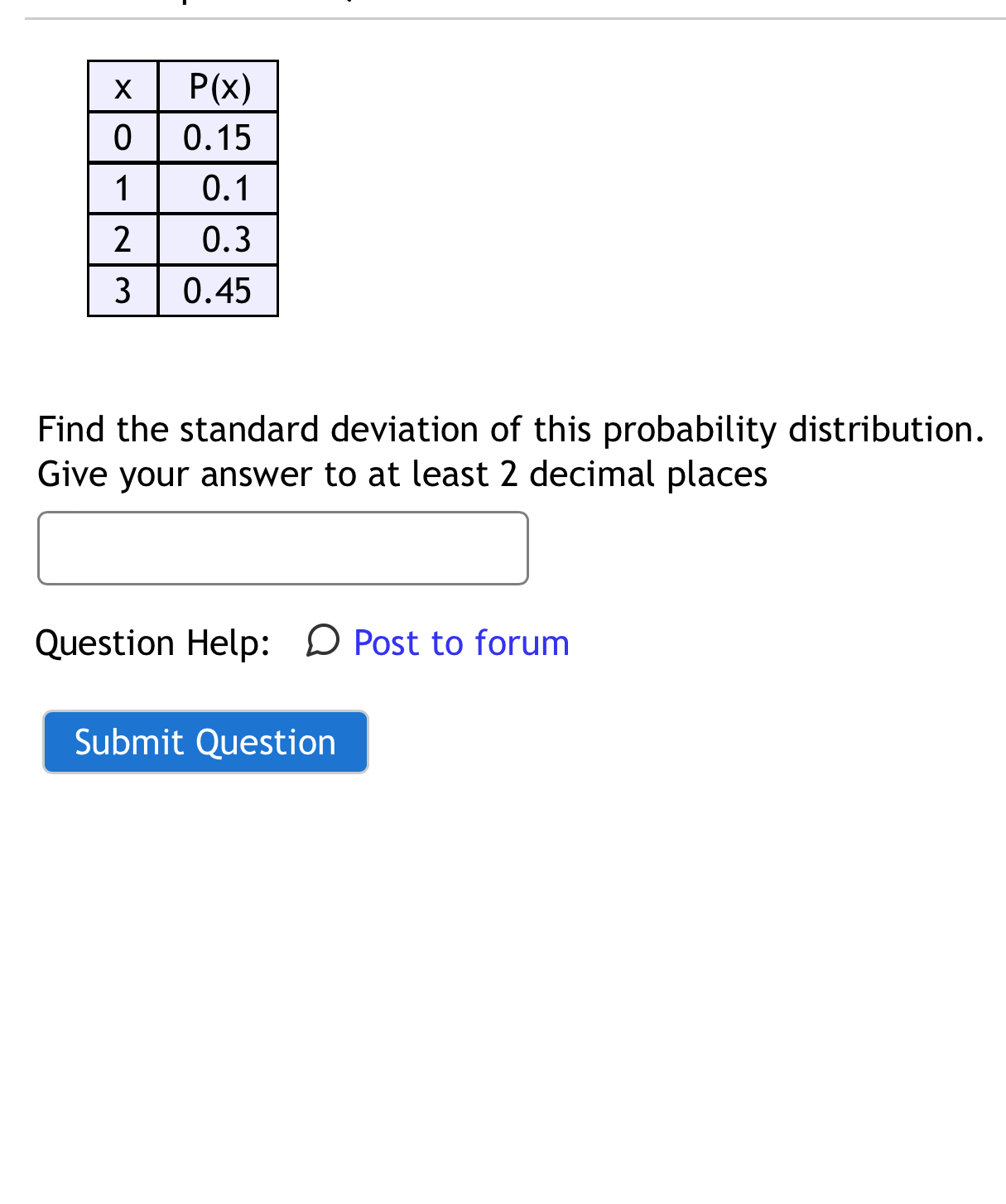 Solved Find the standard deviation of this probability | Chegg.com