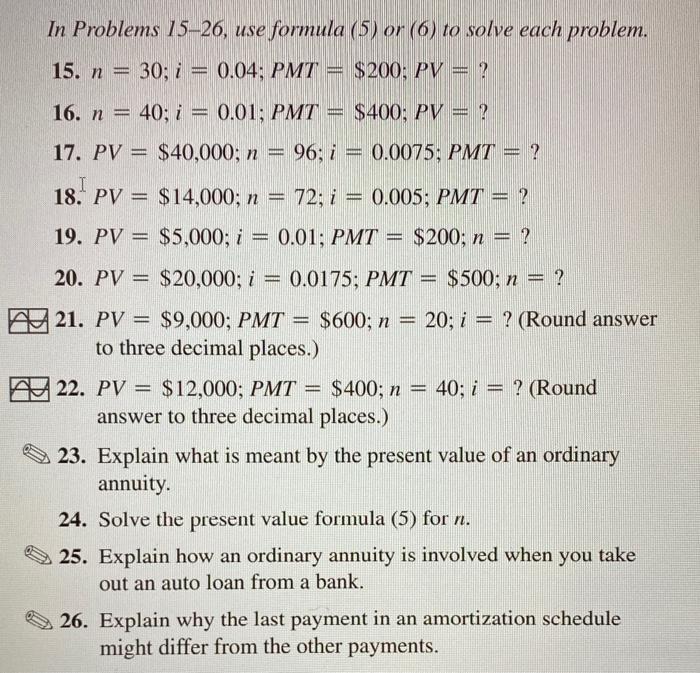 Solved In Problems 15–26, use formula (5) or (6) to solve | Chegg.com